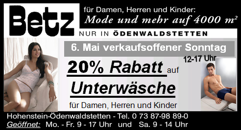 20% auf Unterwäsche bei Betz Mode-Werke